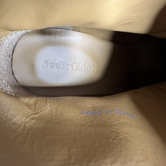 See by Chloé Hana Cuban Moto Buckle Ankle Boot Leather Brown Sz: EU 37.5/US 7.5 - Picture 8 of 9